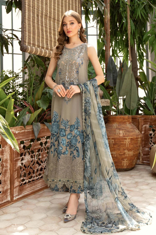 Printed casual suit with chiffon dupatta-3199