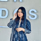 Navy blue embroidered casual suit (BS)-3358