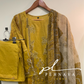 Printed yellow casual suit with chiffon dupatta-3197