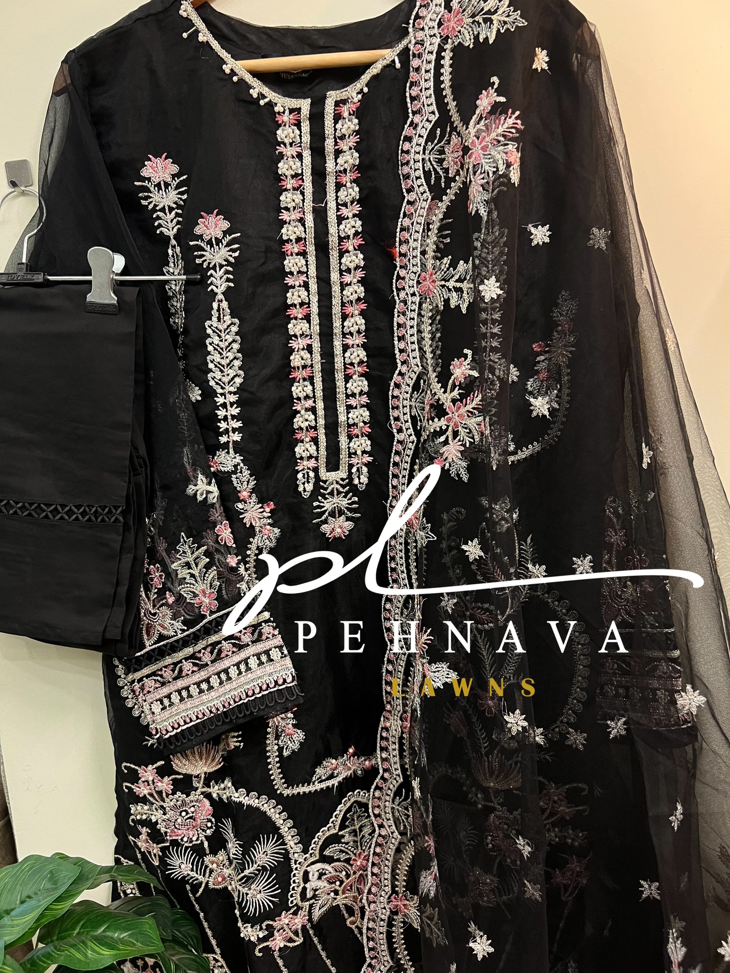 organza embroidered suit-nilofer