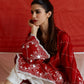 Red handworked georgette suit