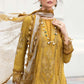 Printed yellow casual suit with chiffon dupatta-3197