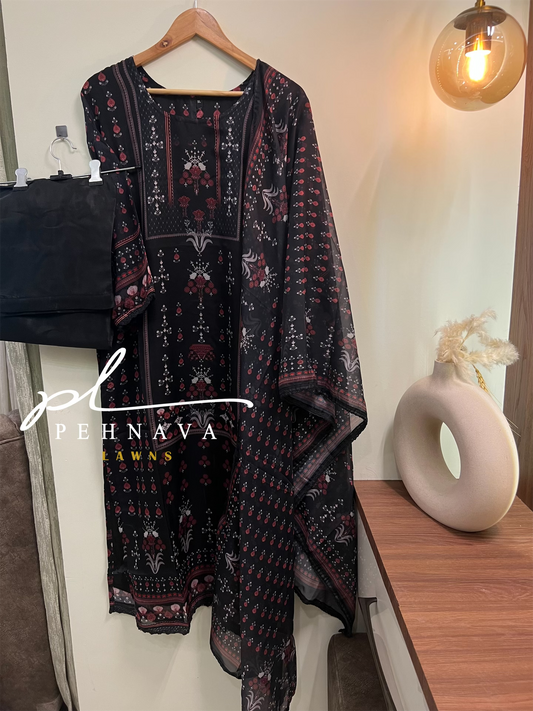 Pakistani printed semi organza suit -07