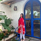 Red handworked georgette suit