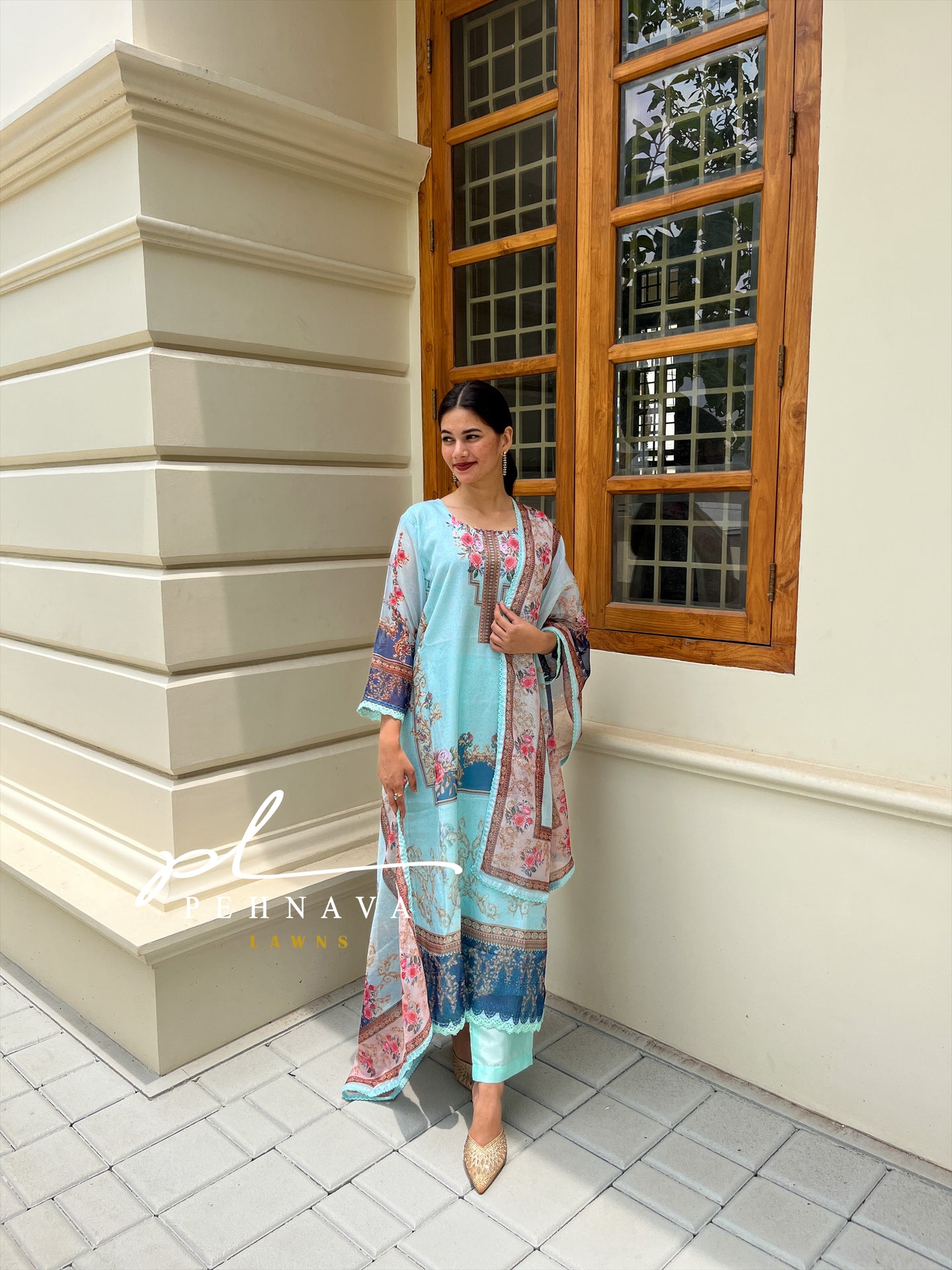 Pakistani printed semi organza suit -03