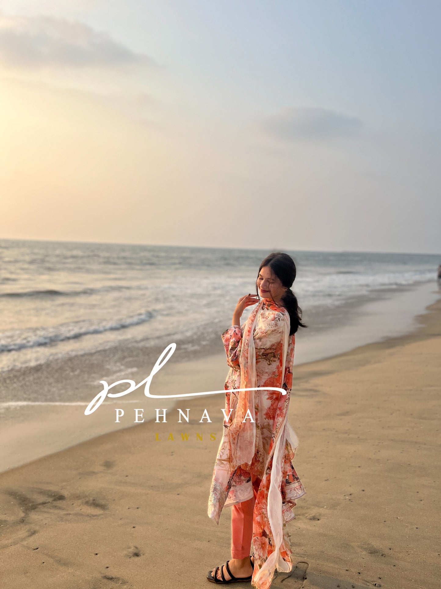 Beautiful Peach casual suit - Pehnava Lawns