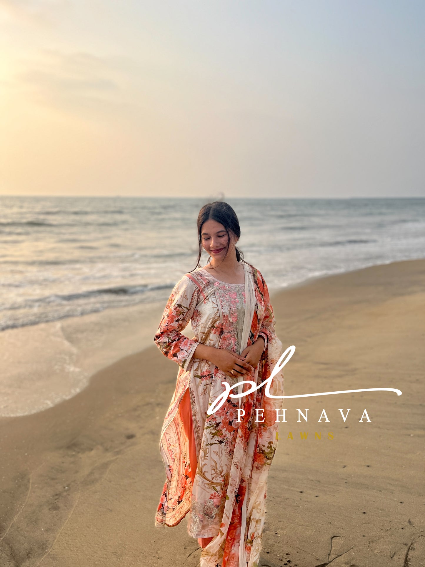 Beautiful Peach casual suit - Pehnava Lawns