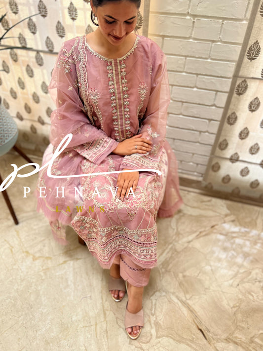 organza embroidered suit-nilofer